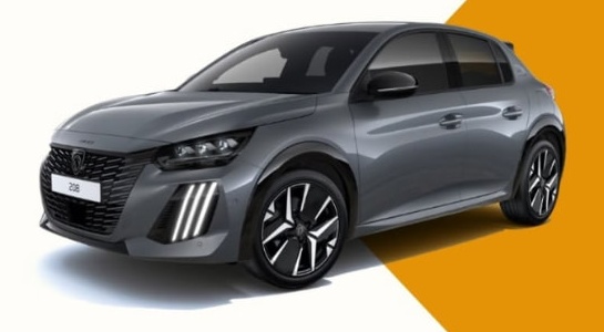 Peugeot 208 grigia della locandina promozionale Hub Rent Cervo